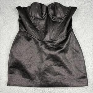 House of CB Eevi Black Sparkle Bodycon Strapless Bustier Mini Dress L NWT